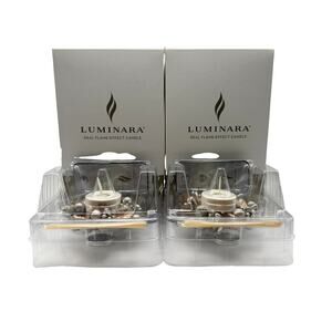 Luminara Real Flame Effect Candle Set of 2 Berry Tealight Ornament Open Box